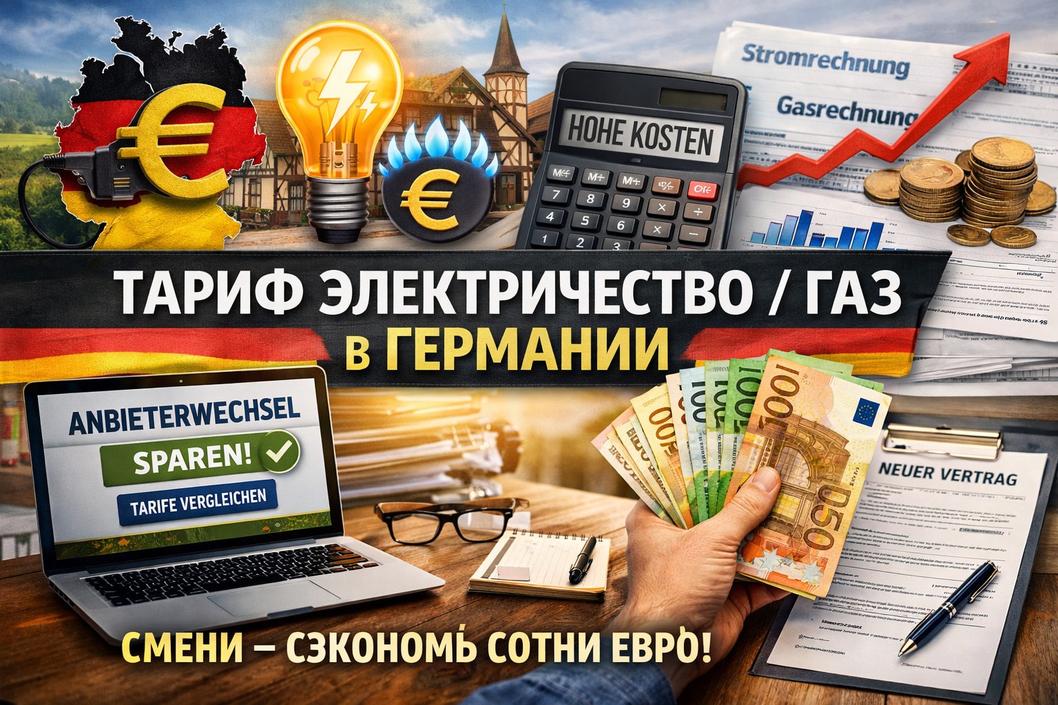 Как сменить тариф на электричество и газ в Германии и перестать переплачивать